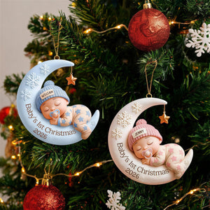 Sleeping Baby On Moon β Baby's 1st Christmas Personalized Ornament