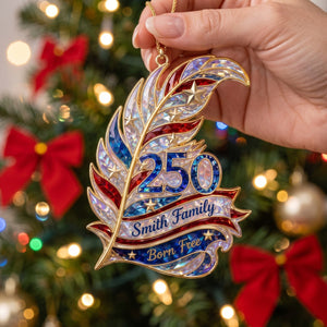 Born Free Custom Feather Shape Personalized Acrylic Ornament β America 250th Family Keepsake