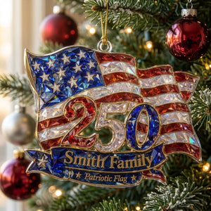 Personalized 1776β2026 Patriotic Flag Acrylic Ornament β America 250th Family Keepsake Gift