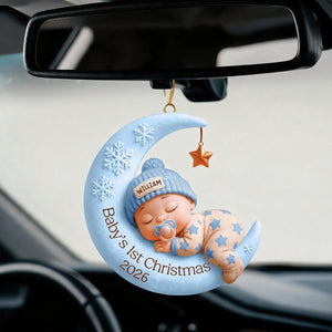 Sleeping Baby On Moon β Baby's 1st Christmas Personalized Ornament