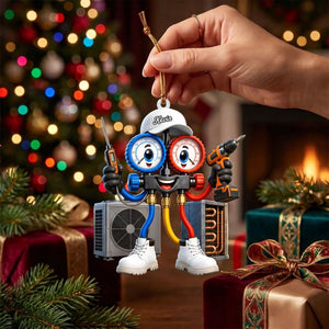 HVAC Manifold Gauge Mascot Hanging Ornament β Personalized Gift For Heating & Cooling Professionals