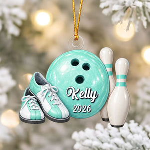 Personalized Bowling Acrylic Christmas Ornament, Bowler Christmas Gift