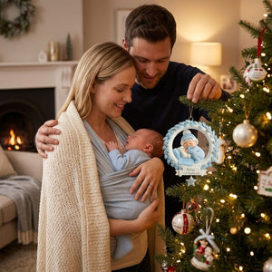 Baby And Wreath β Baby's 1st Christmas Personalized Ornament