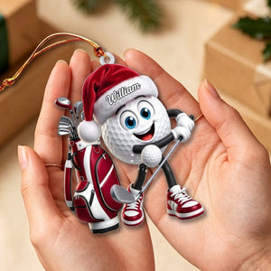 Energetic Swinging Golf Ball Mascot Acrylic Hanging Ornament β Personalized Gift For Golfers