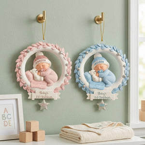 Baby And Wreath β Baby's 1st Christmas Personalized Ornament