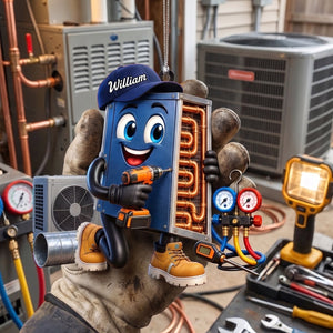Cute HVAC Repair Mascot Ornament β Personalized Gift For Heating & Cooling Professionals