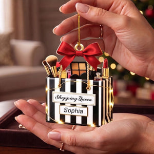 Lipstick Beauty Brush Christmas Ornament - Personalized Gift For Makeup Lovers