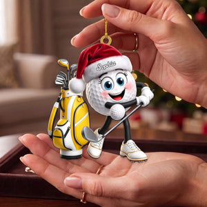 Energetic Swinging Golf Ball Mascot Acrylic Hanging Ornament β Personalized Gift For Golfers