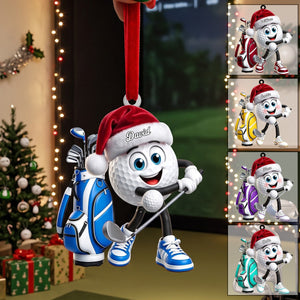 Energetic Swinging Golf Ball Mascot Acrylic Hanging Ornament β Personalized Gift For Golfers