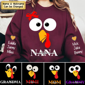 Personalized Cute Turkey Fall Thanksgiving Grandma/Mom Life Sweatshirt