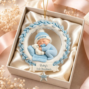 Baby And Wreath β Baby's 1st Christmas Personalized Ornament