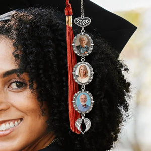 Custom Tassel Photo Charm with Angel Wings - Personalized Graduation Gifts For Him, Her - Chasing Dreams Graduation Day
