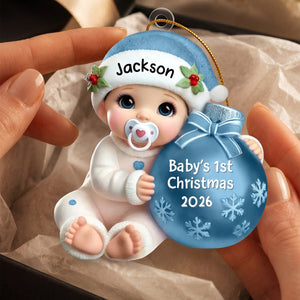 Baby Beside Christmas Bauble β Baby's 1st Christmas Personalized Ornament