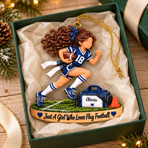 Just A Girl Who Loves Flag Football - Personalized Flag Football Girl Ornament โ Custom Athlete Christmas Gift