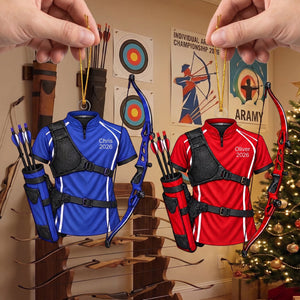Personalized Archery Christmas Ornament 2026 โ Custom Name Recurve Bow & Jersey Acrylic Keepsake | Gift For Him