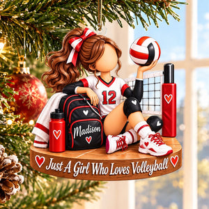 Just a Girl Who Loves Volleyball - Personalized Volleyball Player Ornament,Christmas Gift for Teen Girl