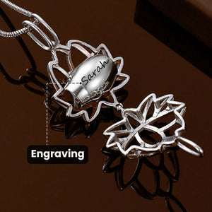 Personalized Lotus Flower with Mini Keepsake Urn Ashes Cremation Necklace Memorial Sympathy Gift for Loss of Loved One