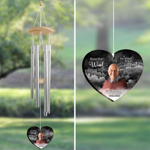 Hear The Wind And Think Of Me - Personalized Memorial Heart Wind Chimes