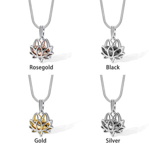 Personalized Lotus Flower with Mini Keepsake Urn Ashes Cremation Necklace Memorial Sympathy Gift for Loss of Loved One