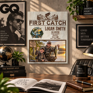 Personalized First Catch Canvas, Custom Fishing Photo Gift, First Catch Keepsake, Fishing Gift, Gift For First-Time Anglers