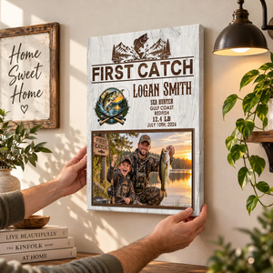 Personalized First Catch Canvas, Custom Fishing Photo Gift, First Catch Keepsake, Fishing Gift, Gift For First-Time Anglers