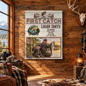 Personalized First Catch Canvas, Custom Fishing Photo Gift, First Catch Keepsake, Fishing Gift, Gift For First-Time Anglers
