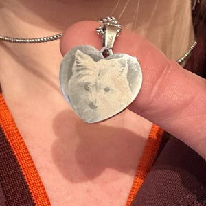 Personalized Necklace Photo Engraved Heart Pendant