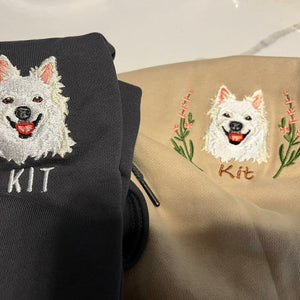 Personalized Embroidered Dog Photo For Dog Lovers Unisex Hoodie