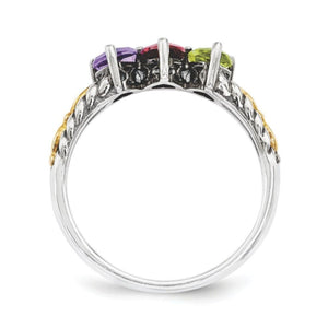 Personalized Heart Cluster Mother's Birthstone Ring Antiqued 2 - 5 Stones