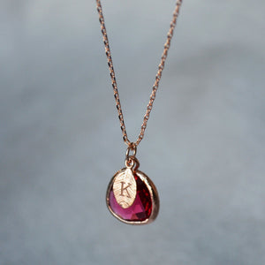 Personalized Birthstone Initial Leaves Necklace