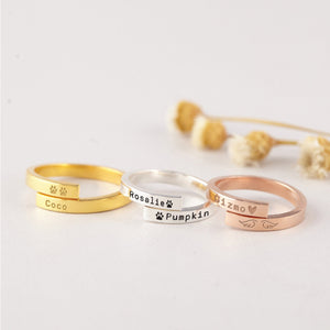 Personalized Pet Name Ring Loss of Pet Gift