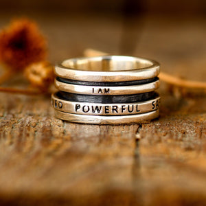 I Am Powerful Worthy Enough Loved Safe Ring, Fidget Spinner Ring