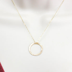 Personalized Hammered Circle Name Necklace