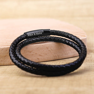 Personalized Memorial Buckle Leather Bracelet