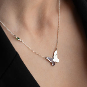 Personalized Butterfly Initial Birthstone Necklace