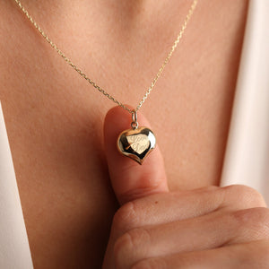 Personalized Gold Heart Cremation Charm Necklace For Pet Ashes