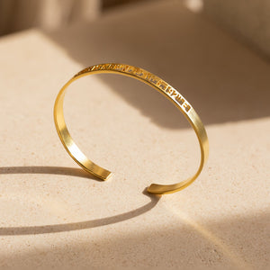 Custom Cuff Bracelet Personalized Bracelet: Coordinates, Dates, Roman Numerals,Anniversary Gift for Her,Him