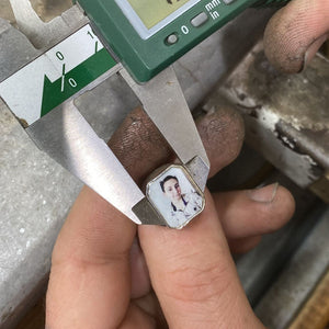 Photo Ring With 2 Birthstones, Personalized Gift for Her