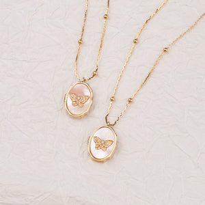Personalized Butterfly Shell Photo Locket Necklace,Memorial Jewelry