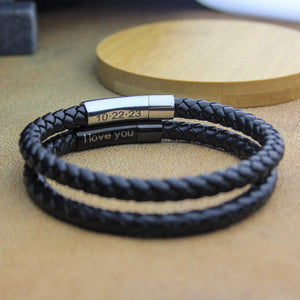 Personalized Memorial Buckle Leather Bracelet