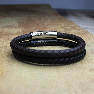 Personalized Memorial Buckle Leather Bracelet