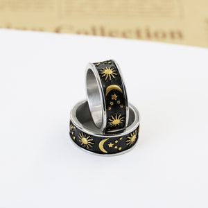 Personalized Sun Moon Star Ring For Couple, BBF, Engraved Vintage Rings