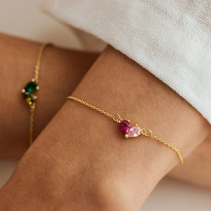 Personalized Custom Heart Birthstone Bracelet
