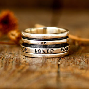 I Am Powerful Worthy Enough Loved Safe Ring, Fidget Spinner Ring