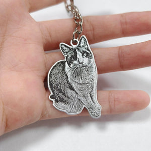 Personalized Engraved Pet Portrait KeyChain Memorial Gift