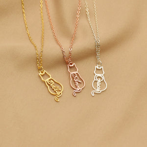 Personalized Cat Name Necklace Gifts For Cat Lovers