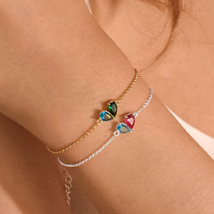 Personalized Custom Heart Birthstone Bracelet