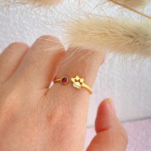 Personalized Engraved Paw Birthstone Ring Gift for Pet Lovers
