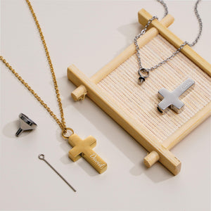 Engraved Name Personalized CROSS URN NECKLACE Cremation Jewelry