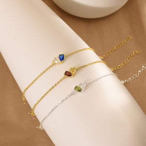 Personalized Custom Heart Birthstone Bracelet